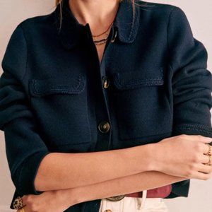 Sezane Betty Cardigan - Navy Crochet Size XS